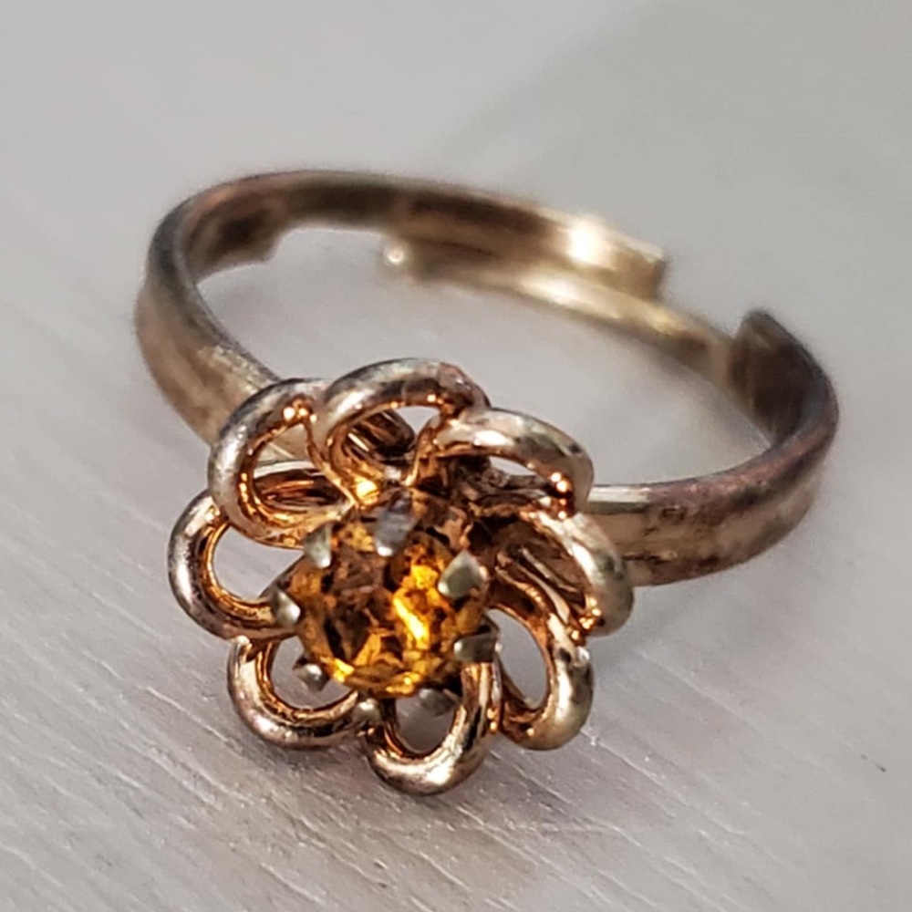 Coventry “Happy Talk” November BIRTHSTONE RING Faux Topaz Flower